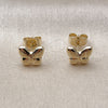Oro Laminado Stud Earring, Gold Filled Style Butterfly and Hollow Design, Polished, Golden Finish, 02.163.0392