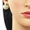 Oro Laminado Stud Earring, Gold Filled Style Shell and Hollow Design, Polished, Golden Finish, 02.428.0062