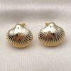 Oro Laminado Stud Earring, Gold Filled Style Shell and Hollow Design, Polished, Golden Finish, 02.428.0062