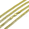 Oro Laminado Basic Necklace, Gold Filled Style Concave Cuban Design, Polished, Golden Finish, 04.213.0356.22