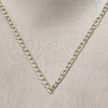 Oro Laminado Basic Necklace, Gold Filled Style Curb and Pave Cuban Design, Diamond Cutting Finish, Golden Finish, 04.213.0357.22