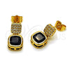 Oro Laminado Stud Earring, Gold Filled Style with Black and White Cubic Zirconia, Polished, Golden Finish, 02.344.0176.2