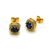 Oro Laminado Stud Earring, Gold Filled Style Cluster Design, with Sapphire Blue and White Cubic Zirconia, Polished, Golden Finish, 02.344.0179.1
