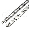 Stainless Steel Solid Bracelet, Greek Key Design, Polished, Two Tone, 03.114.0372.4.08 (12 MM Thickness, 8 Inches Length)