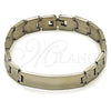 Stainless Steel Solid Bracelet, Greek Key Design, Polished, Steel Finish, 03.114.0338.2.08