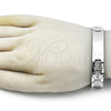 Stainless Steel Solid Bracelet, Greek Key Design, Polished, Steel Finish, 03.114.0338.2.08 (13 MM Thickness, 8 Inches Length)