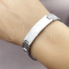 Stainless Steel Solid Bracelet, Greek Key Design, Polished, Steel Finish, 03.114.0338.2.08 (13 MM Thickness, 8 Inches Length)