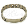 Stainless Steel Solid Bracelet, Greek Key Design, Polished, Steel Finish, 03.114.0338.2.08 (13 MM Thickness, 8 Inches Length)