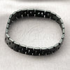 Stainless Steel Solid Bracelet, Greek Key Design, Polished, Black Rhodium Finish, 03.114.0307.2.08