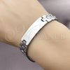 Stainless Steel Solid Bracelet, Polished, Steel Finish, 03.114.0307.4.08 (Thickness, 8 Inches Length)