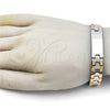 Stainless Steel Solid Bracelet, Polished, Two Tone, 03.114.0307.5.08 (Thickness, 8 Inches Length)