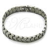 Stainless Steel Solid Bracelet, Polished, Steel Finish, 03.114.0380.3.08 (12 MM Thickness, 8 Inches Length)