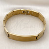 Stainless Steel Solid Bracelet, Polished, Golden Finish, 03.114.0242.3.08 (12 MM Thickness, 9 Inches Length)