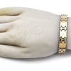 Stainless Steel Solid Bracelet, Polished, Golden Finish, 03.114.0265.2.08 (12 MM Thickness, 8 Inches Length)