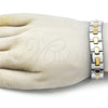 Stainless Steel Solid Bracelet, Polished, Two Tone, 03.114.0321.1.08 (14 MM Thickness, 8 Inches Length)