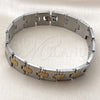 Stainless Steel Solid Bracelet, Polished, Two Tone, 03.114.0321.1.08 (14 MM Thickness, 8 Inches Length)