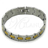 Stainless Steel Solid Bracelet, Polished, Two Tone, 03.114.0321.1.08 (14 MM Thickness, 8 Inches Length)