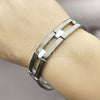 Stainless Steel Solid Bracelet, Greek Key Design, Polished, Two Tone, 03.114.0216.2.09