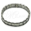 Stainless Steel Solid Bracelet, Greek Key Design, Polished, Two Tone, 03.114.0275.5.08