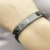 Stainless Steel ID Bracelet, Cross Design, Polished, Black Rhodium Finish, 03.114.0288.1.09