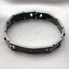 Stainless Steel ID Bracelet, Cross Design, Polished, Black Rhodium Finish, 03.114.0288.1.09