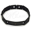 Stainless Steel ID Bracelet, Cross Design, Polished, Black Rhodium Finish, 03.114.0288.1.09