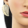 Oro Laminado Stud Earring, Gold Filled Style Shell Design, Polished, Golden Finish, 02.385.0075