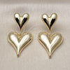 Oro Laminado Stud Earring, Gold Filled Style Heart Design, Polished, Golden Finish, 02.385.0077