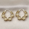 Oro Laminado Medium Hoop, Gold Filled Style Flower Design, Polished, Golden Finish, 02.428.0067.30
