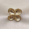 Oro Laminado Elegant Ring, Gold Filled Style Four-leaf Clover Design, Diamond Cutting Finish, Golden Finish, 01.428.0016