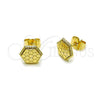 Oro Laminado Stud Earring, Gold Filled Style Diamond Cutting Finish, Golden Finish, 02.412.0007