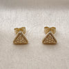 Oro Laminado Stud Earring, Gold Filled Style Diamond Cutting Finish, Golden Finish, 02.412.0008