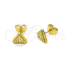 Oro Laminado Stud Earring, Gold Filled Style Diamond Cutting Finish, Golden Finish, 02.412.0008