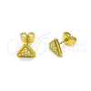 Oro Laminado Stud Earring, Gold Filled Style Diamond Cutting Finish, Golden Finish, 02.412.0008