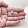 Oro Laminado Stud Earring, Gold Filled Style Teardrop Design, Diamond Cutting Finish, Golden Finish, 02.412.0009