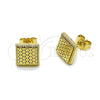 Oro Laminado Stud Earring, Gold Filled Style Diamond Cutting Finish, Golden Finish, 02.412.0010