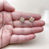 Oro Laminado Stud Earring, Gold Filled Style Flower Design, Matte Finish, Golden Finish, 02.412.0014