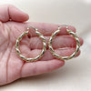 Oro Laminado Medium Hoop, Gold Filled Style Hollow and Twist Design, Polished, Golden Finish, 02.170.0498.40