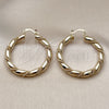 Oro Laminado Medium Hoop, Gold Filled Style Hollow and Twist Design, Polished, Golden Finish, 02.170.0498.40