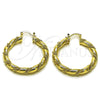 Oro Laminado Medium Hoop, Gold Filled Style Hollow and Twist Design, Polished, Golden Finish, 02.170.0498.40