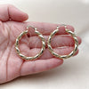 Oro Laminado Medium Hoop, Gold Filled Style Hollow and Twist Design, Polished, Golden Finish, 02.170.0498.40
