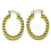 Oro Laminado Small Hoop, Gold Filled Style Hollow and Ball Design, Polished, Golden Finish, 02.163.0397.25
