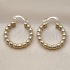 Oro Laminado Small Hoop, Gold Filled Style Hollow and Ball Design, Polished, Golden Finish, 02.163.0398.25