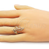 Oro Laminado Elegant Ring, Gold Filled Style Leaf Design, Polished, Golden Finish, 01.163.0007