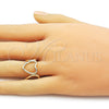 Oro Laminado Elegant Ring, Gold Filled Style Heart Design, Polished, Golden Finish, 01.163.0011