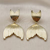 Oro Laminado Dangle Earring, Gold Filled Style Fish Design, Polished, Golden Finish, 02.163.0402