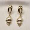Oro Laminado Dangle Earring, Gold Filled Style Snail Design, Polished, Golden Finish, 02.163.0403