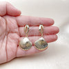 Oro Laminado Dangle Earring, Gold Filled Style Shell Design, Polished, Golden Finish, 02.163.0404