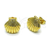 Oro Laminado Stud Earring, Gold Filled Style Shell and Hollow Design, Polished, Golden Finish, 02.163.0405