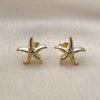 Oro Laminado Stud Earring, Gold Filled Style Star and Hollow Design, Polished, Golden Finish, 02.163.0407